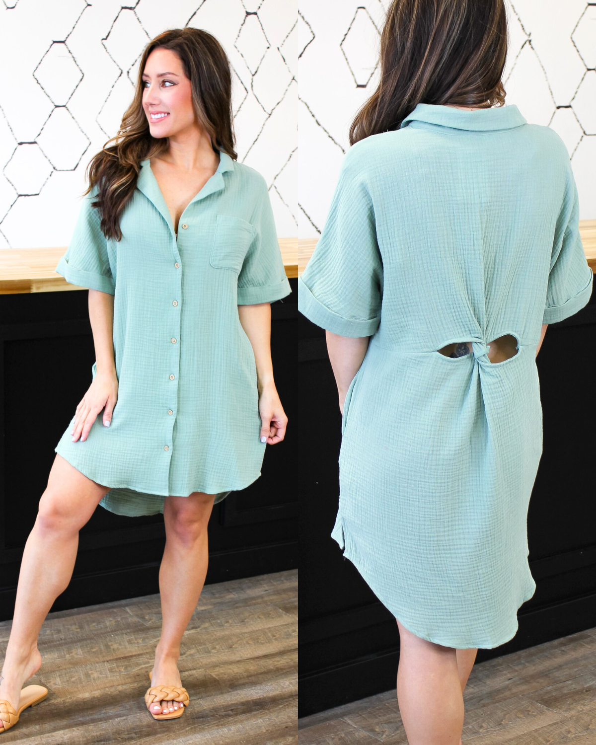 Peek-A-Boo Gauze Dress - 2 COLORS
