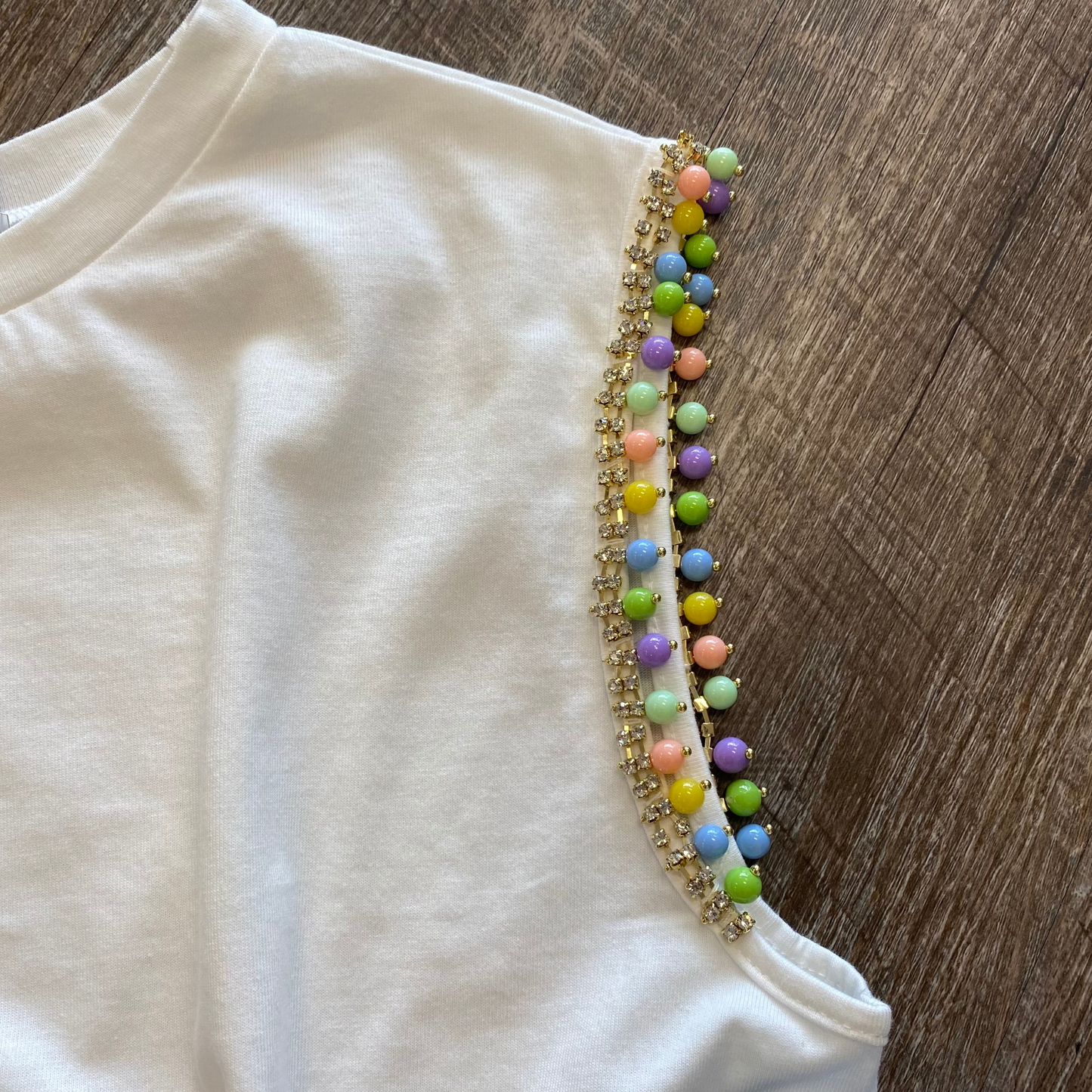 Summer Fun White Rhinestone Tank