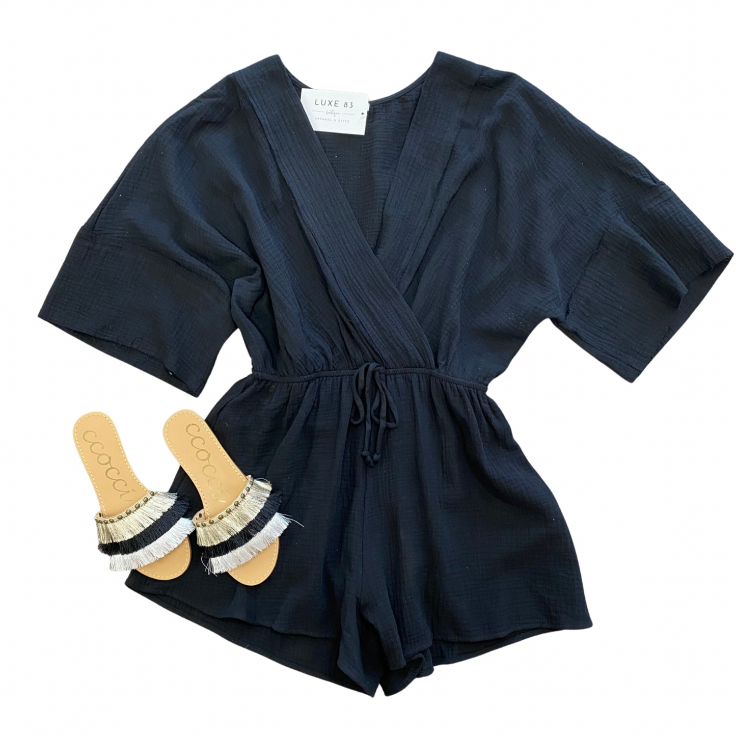 Gauze Black Romper