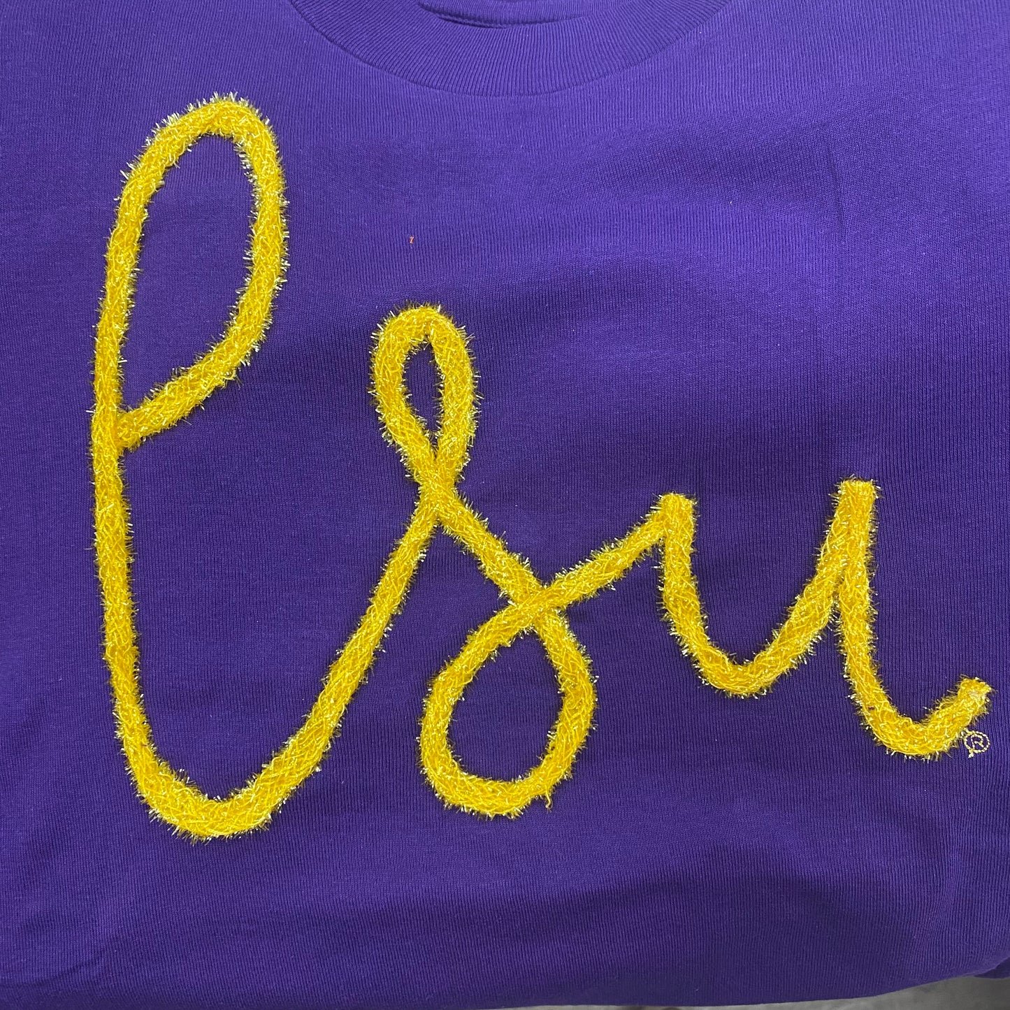 "LSU" Glitter Script Top