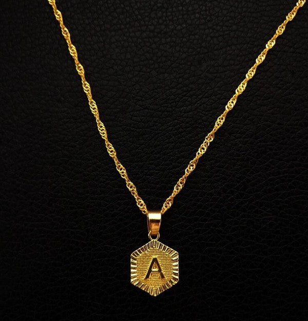 Hexagon Initial "N" Necklace