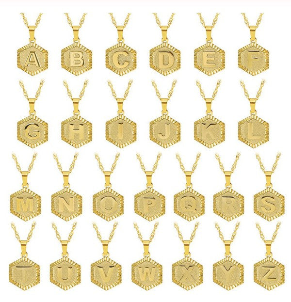 Hexagon Initial "N" Necklace