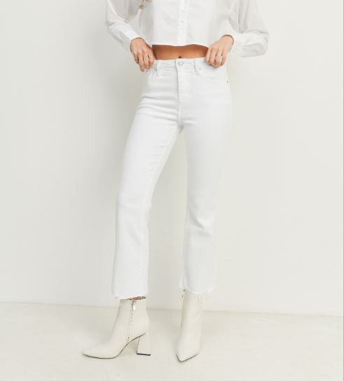 White Denim Cropped Flare