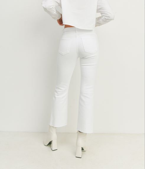 White Denim Cropped Flare