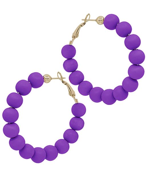 Purple Clay Hoops - Large