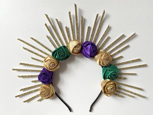 Mardi Gras Flower Halo Crown Headband