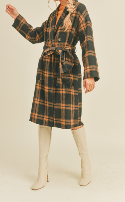 Espresso Plaid Coat