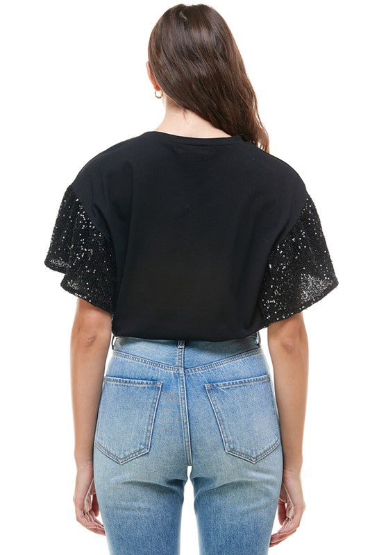 Into The New Year Sequin Short Sleeve Top