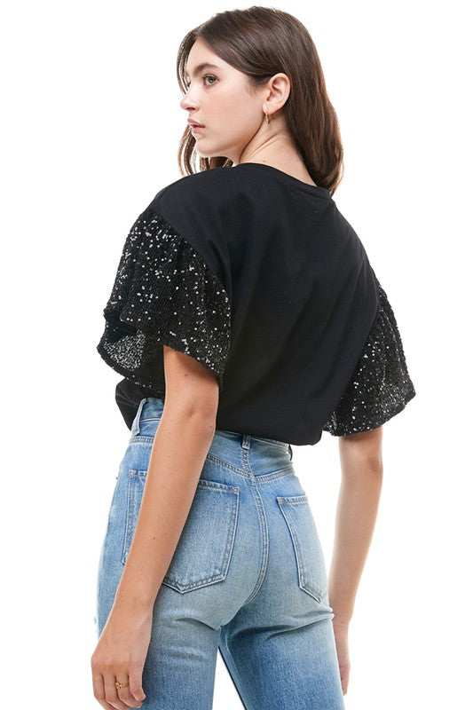 Into The New Year Sequin Short Sleeve Top