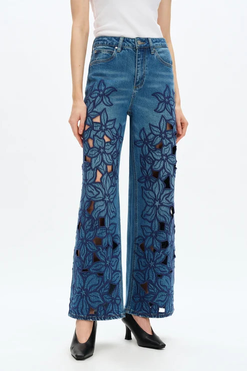 BAYEAS High Rise Floral Jeans