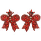 Red Beaded Bow Earrings