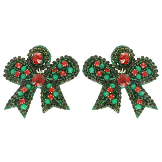 Bow Earrings - GREEN