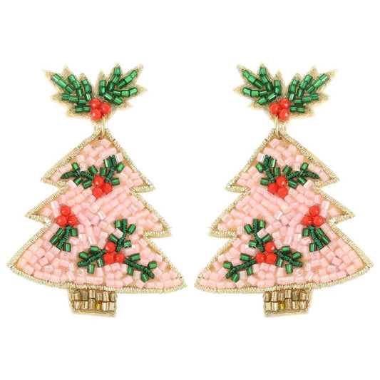 Pink Tree Earrings