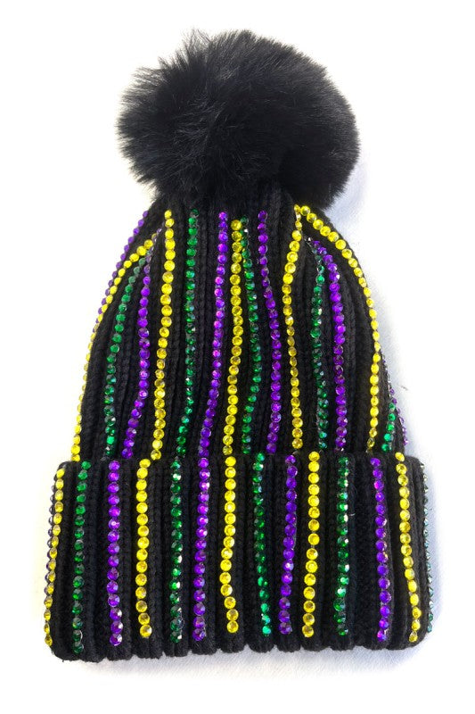 Rhinestone Mardi Gras Beanie