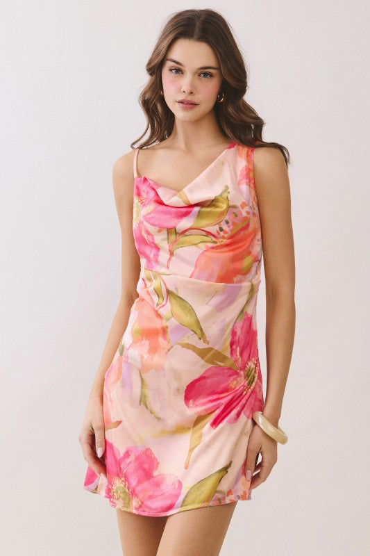 Sunset Garden Satin Dress