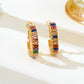 Multicolor Baguette Crystal Hoop Earrings