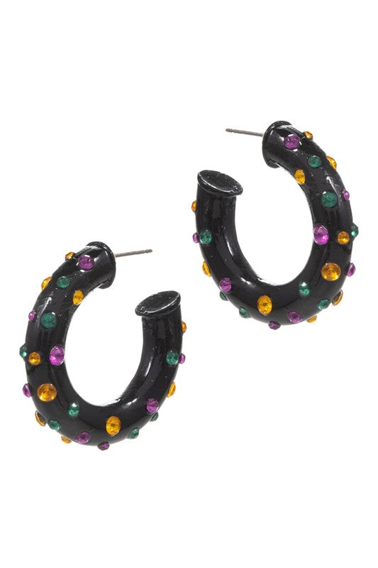 Mardi Gras Rhinestone Hoops
