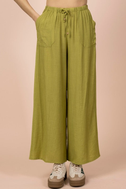 Olive Grove Wide-Leg Pants