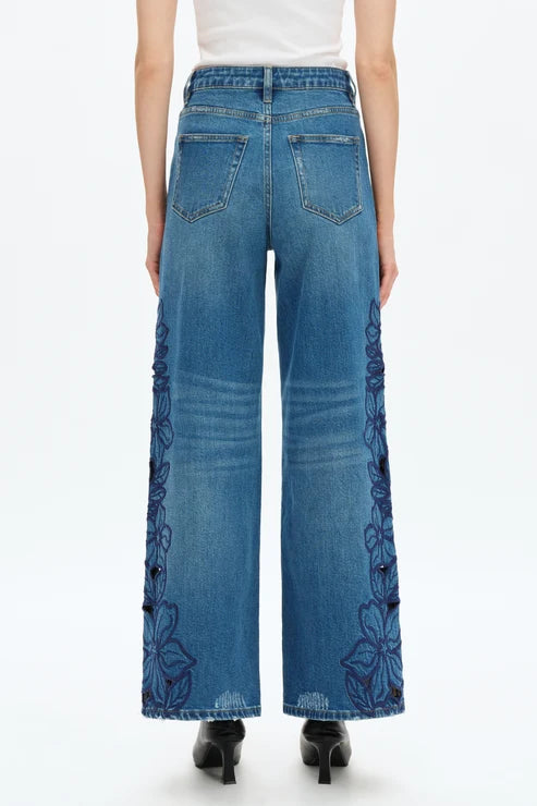 BAYEAS High Rise Floral Jeans