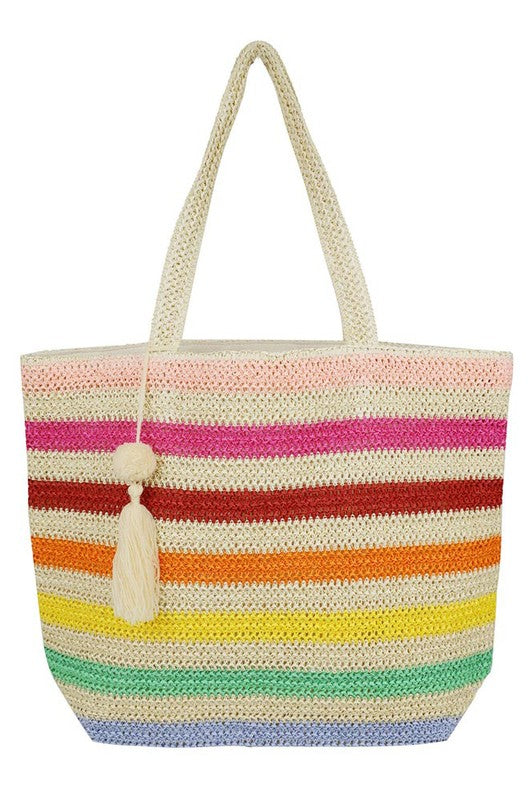 Multi Stripe Tote + Pouch