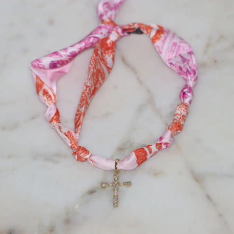 Blush Charm Scarf Necklace