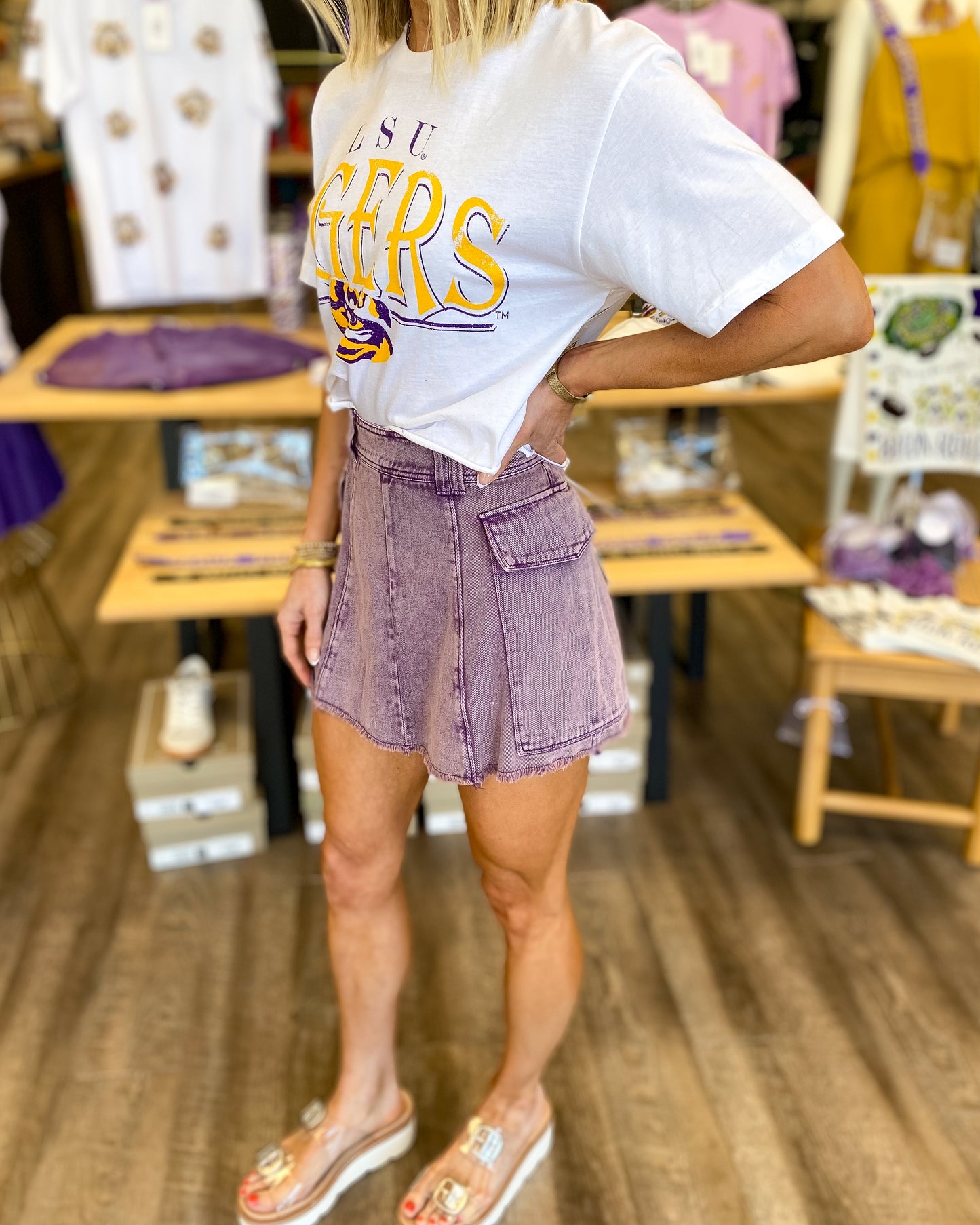 Purple Denim Skort