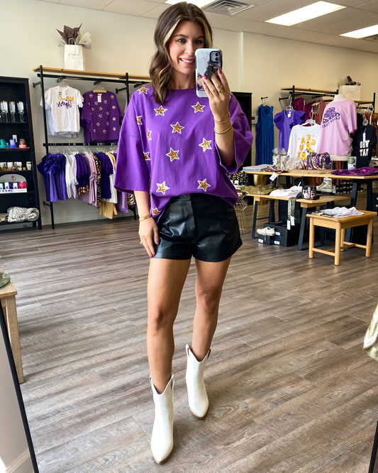 Sequin Star Purple Tee