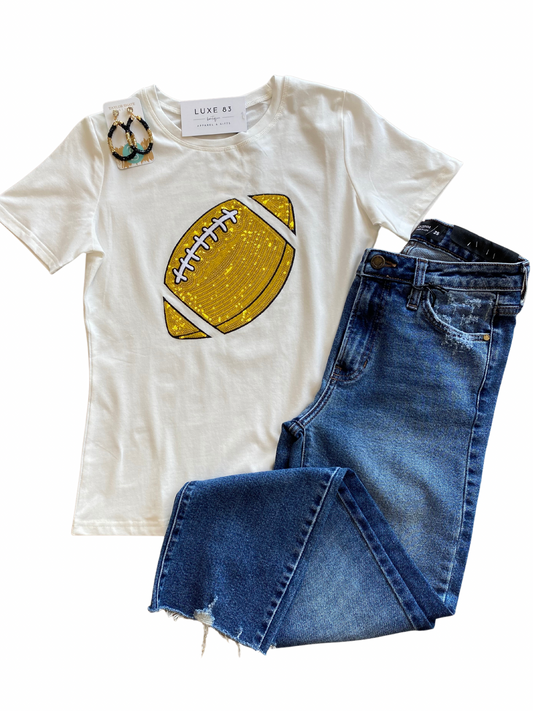 Gold Sequin Football T-Shirt