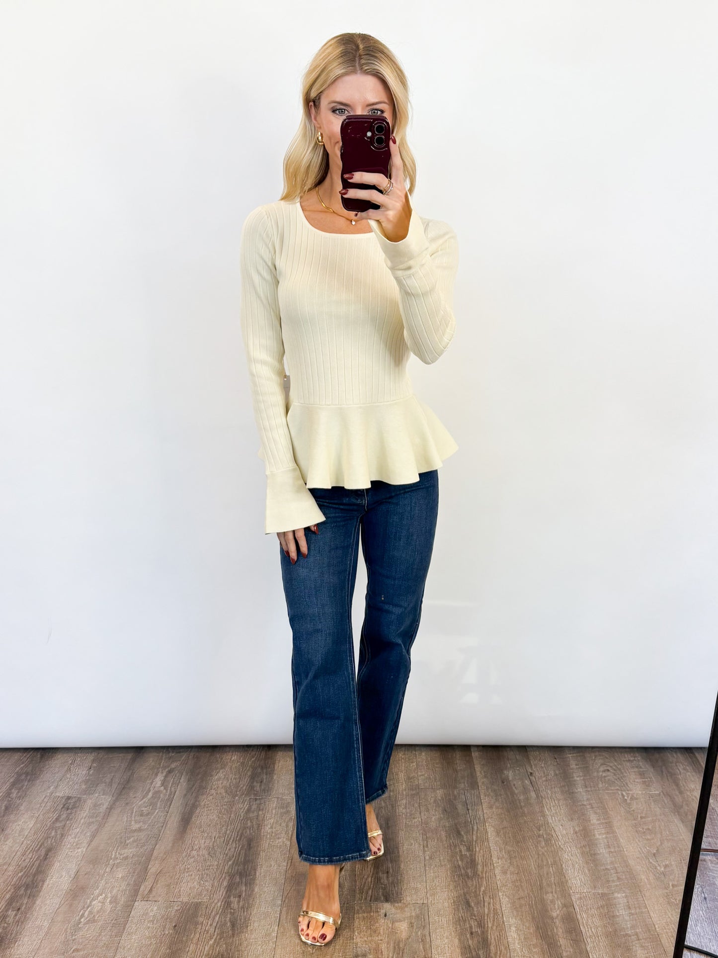 Ivory Belle Peplum Sweater