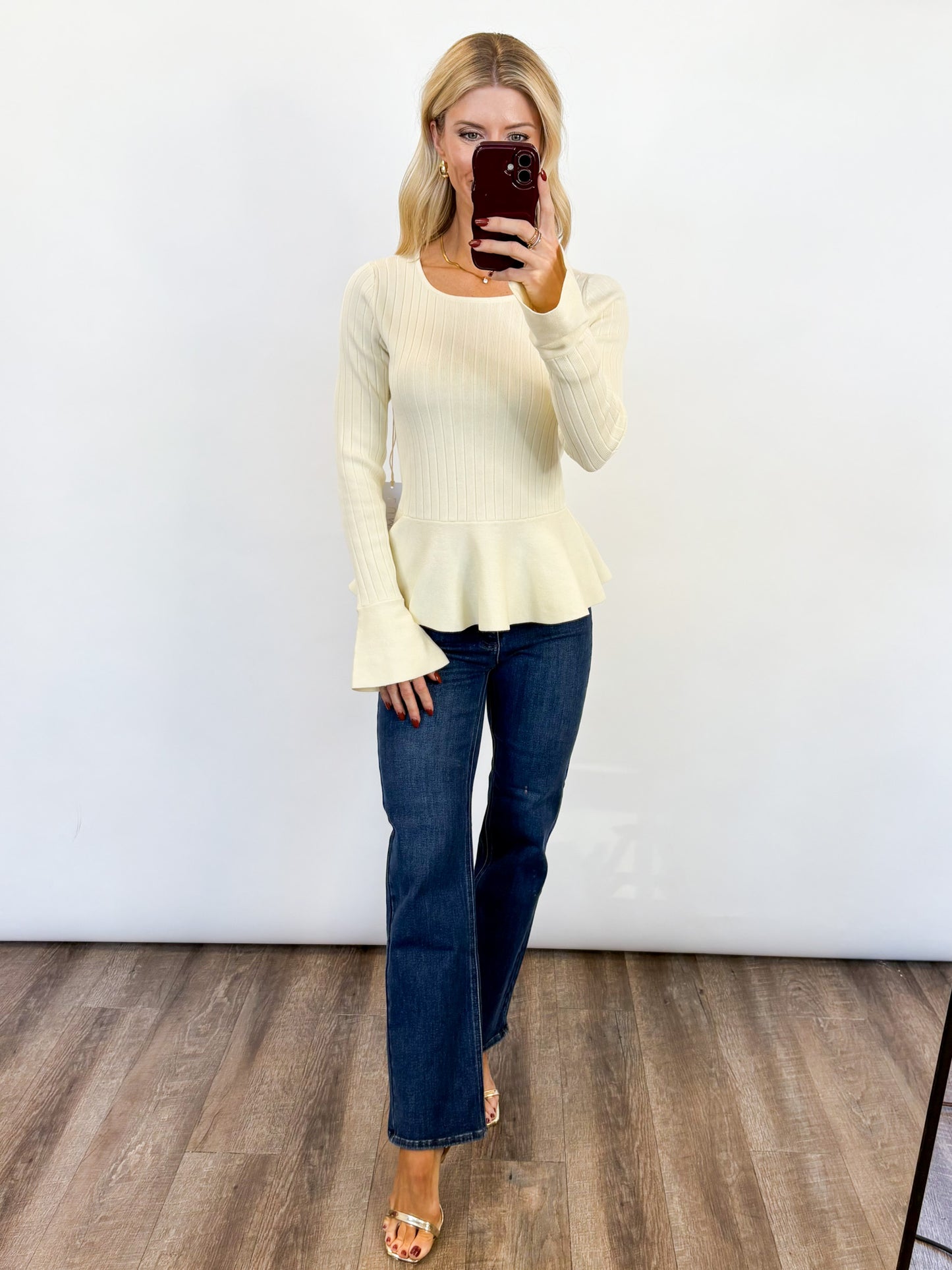 Ivory Belle Peplum Sweater
