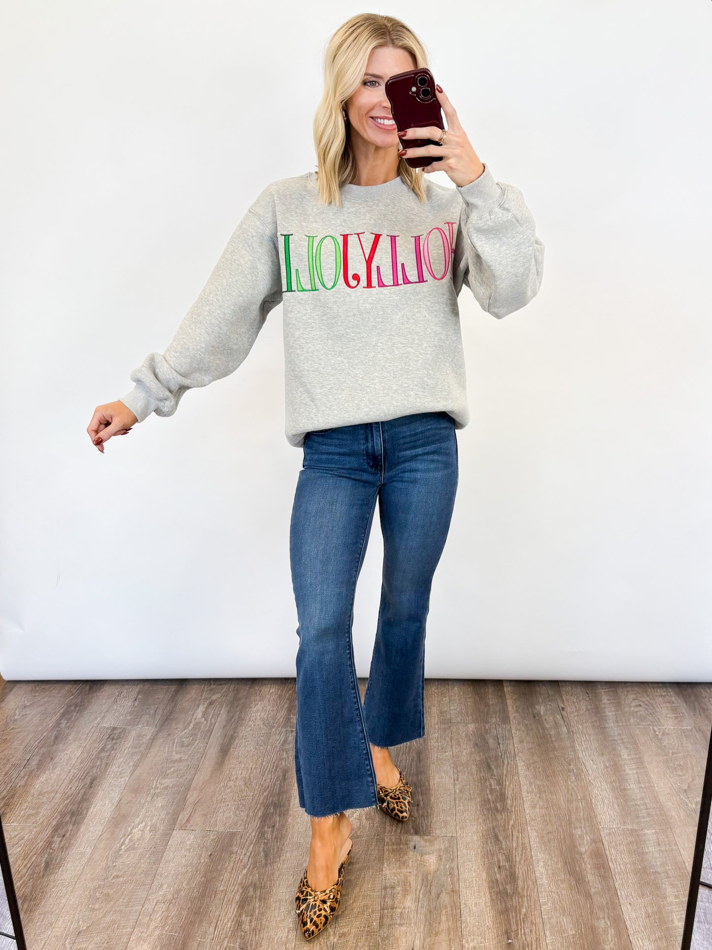 Holly Jolly Embroidered Sweatshirt