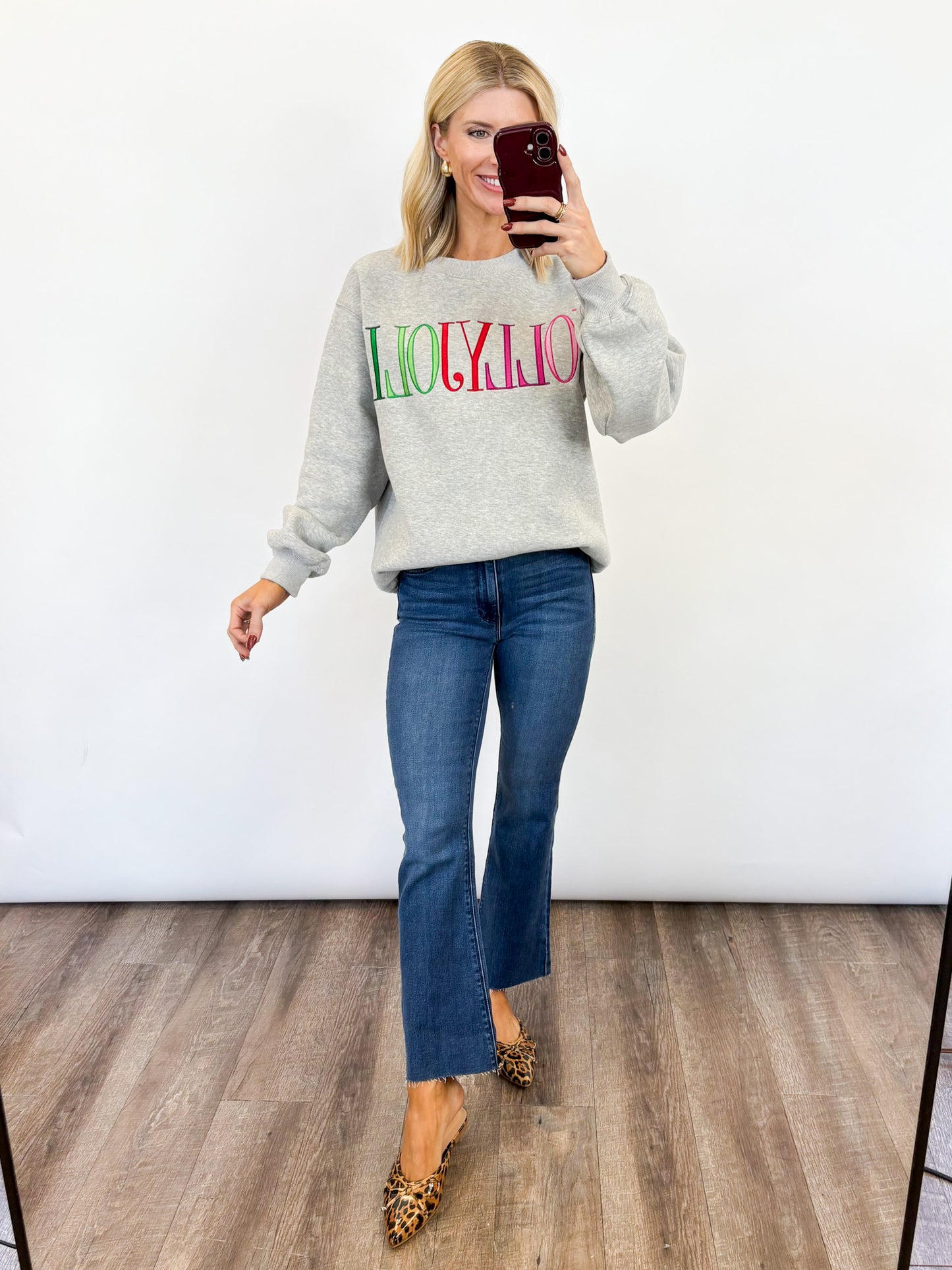 Holly Jolly Embroidered Sweatshirt