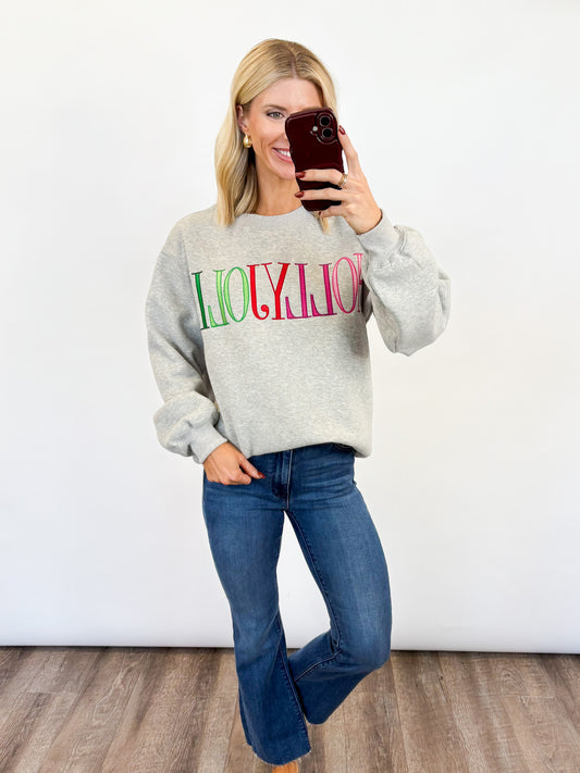 Holly Jolly Embroidered Sweatshirt