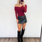 Crimson Sheer Drape Top