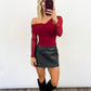 Crimson Sheer Drape Top