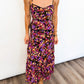 Midnight Bloom Ruffle Dress