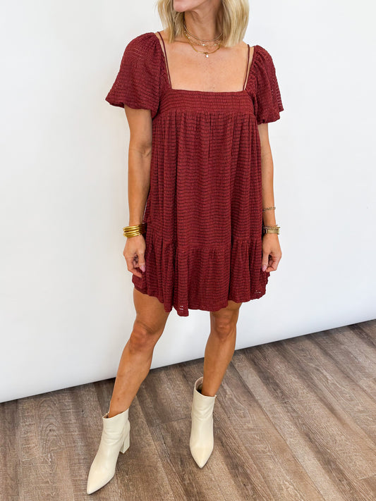 Rustic Charm Smocked Mini Dress