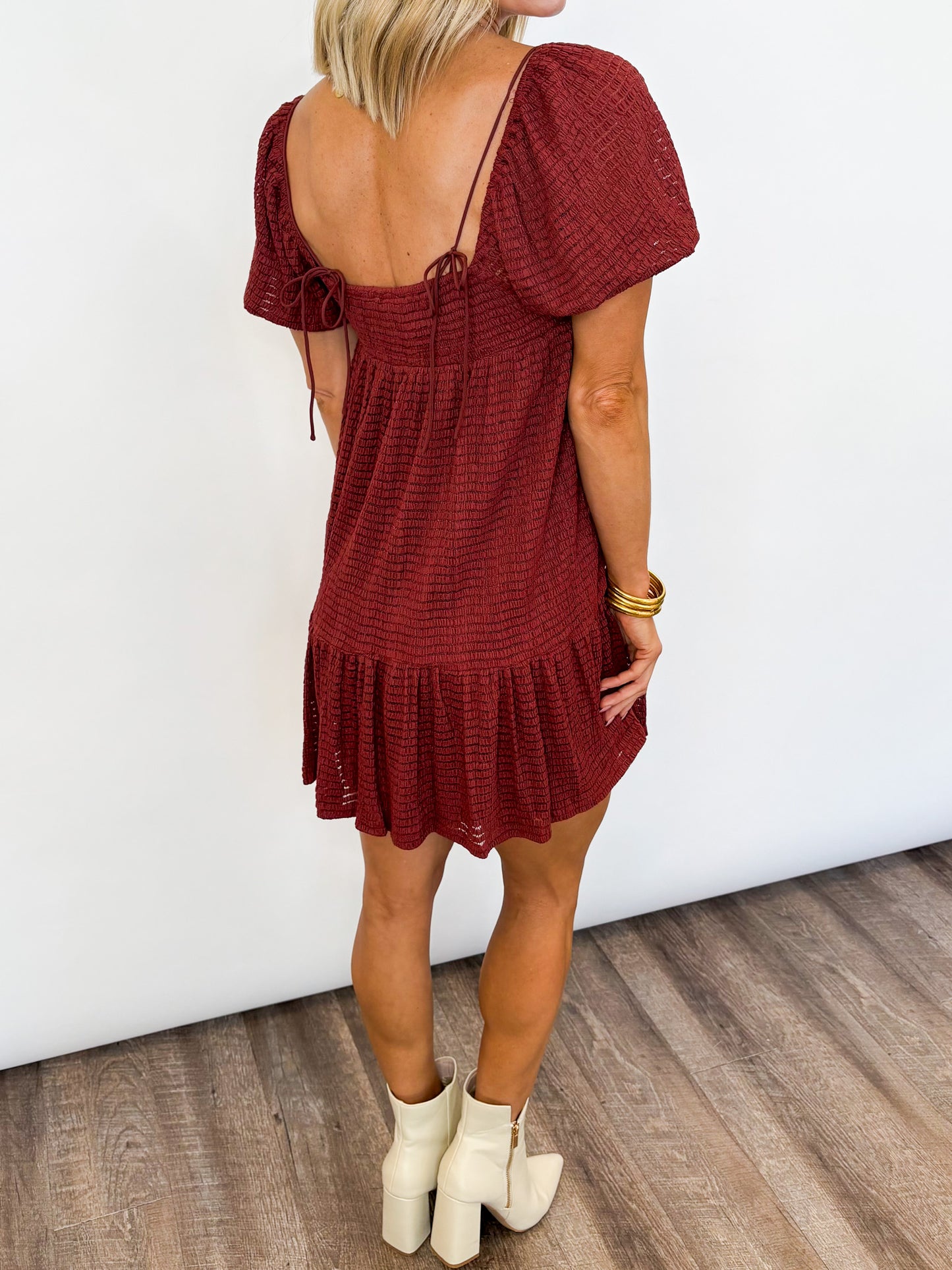 Rustic Charm Smocked Mini Dress