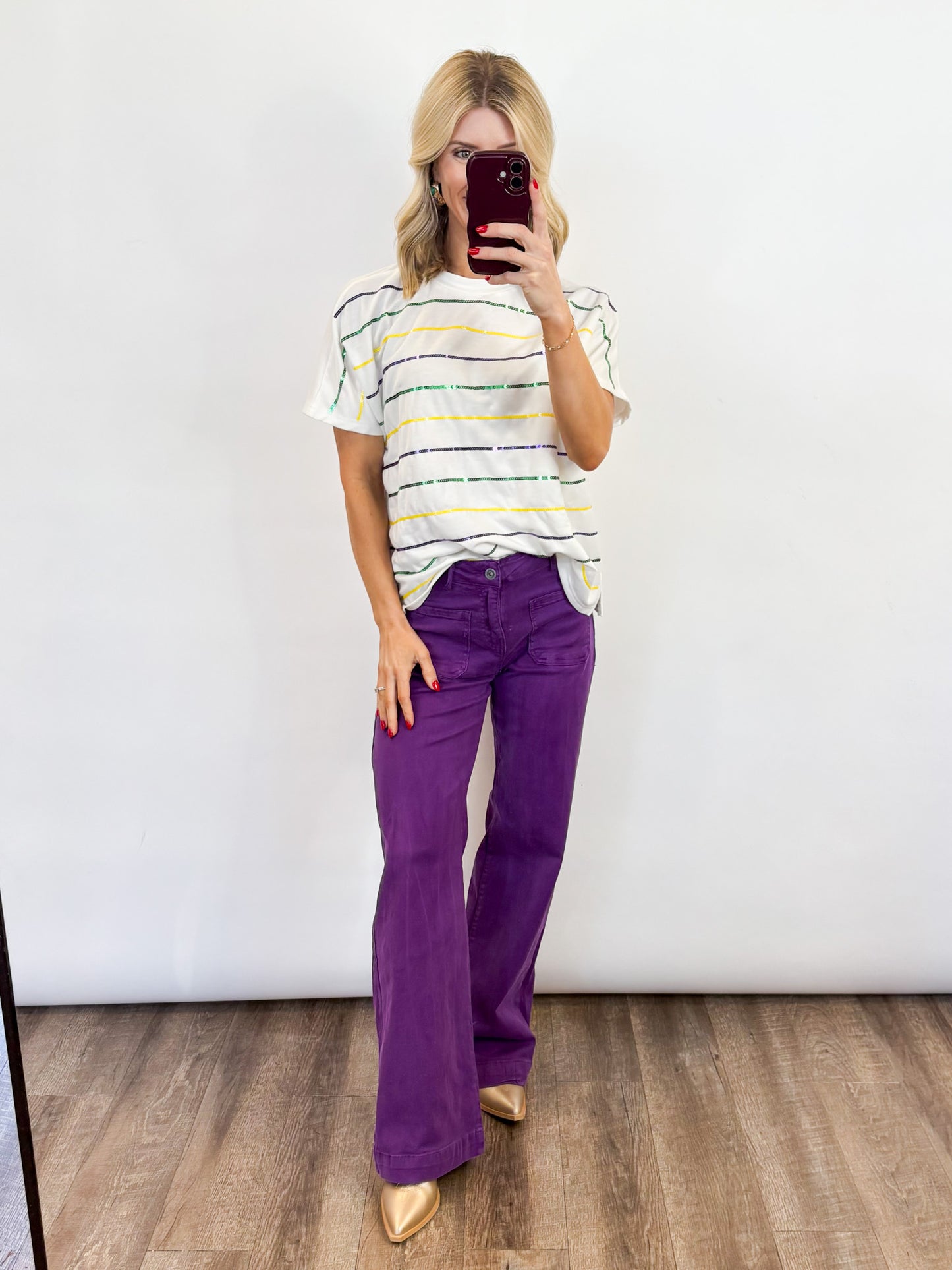 Mardi Gras Sequin Stripe Top