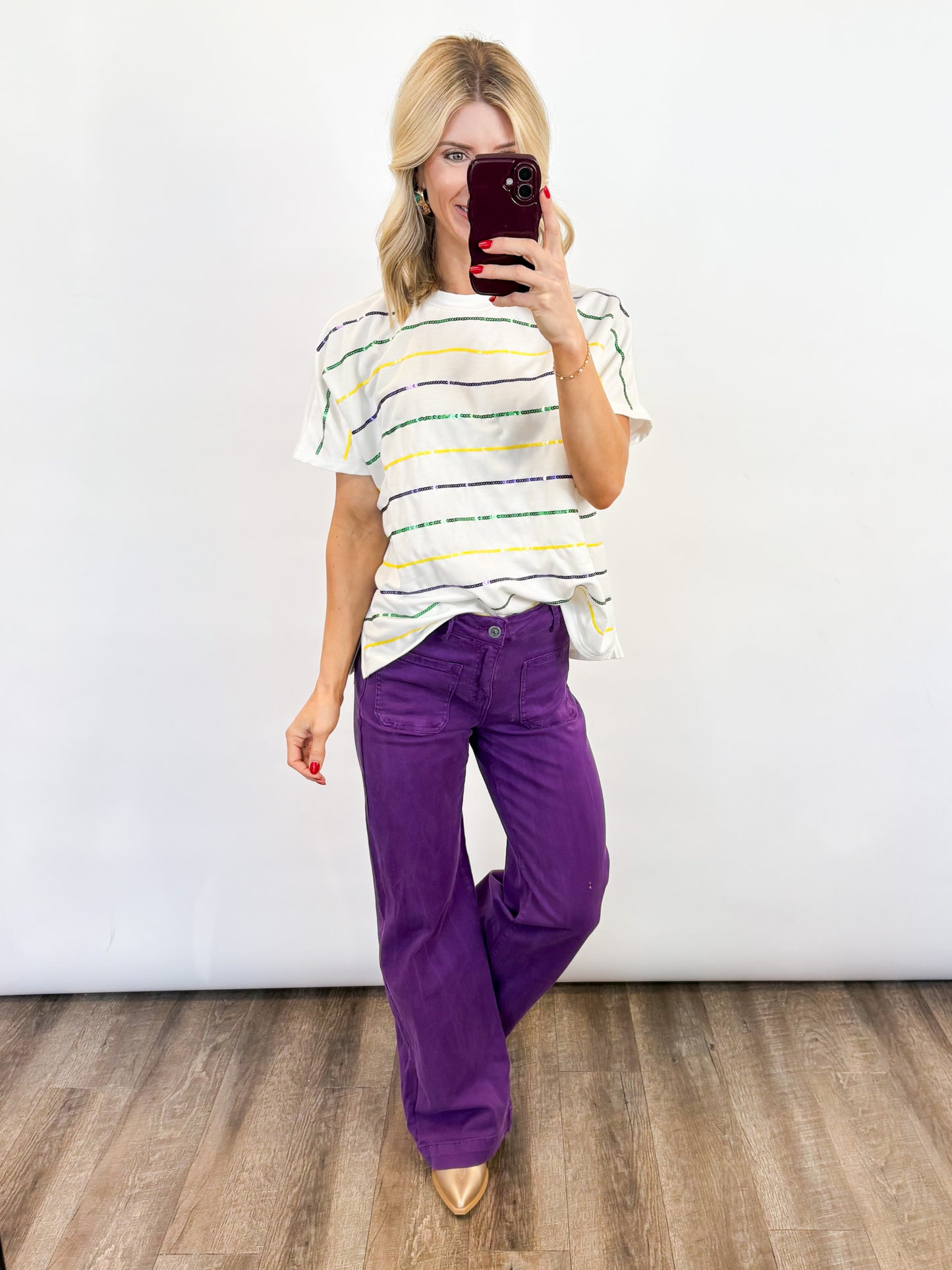 Mardi Gras Sequin Stripe Top