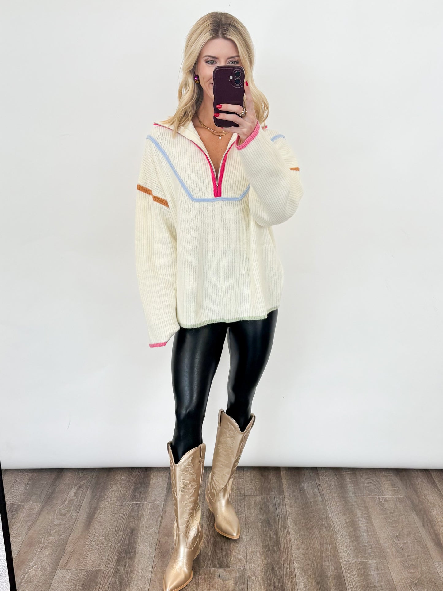 Playful Pop Half-Zip Sweater