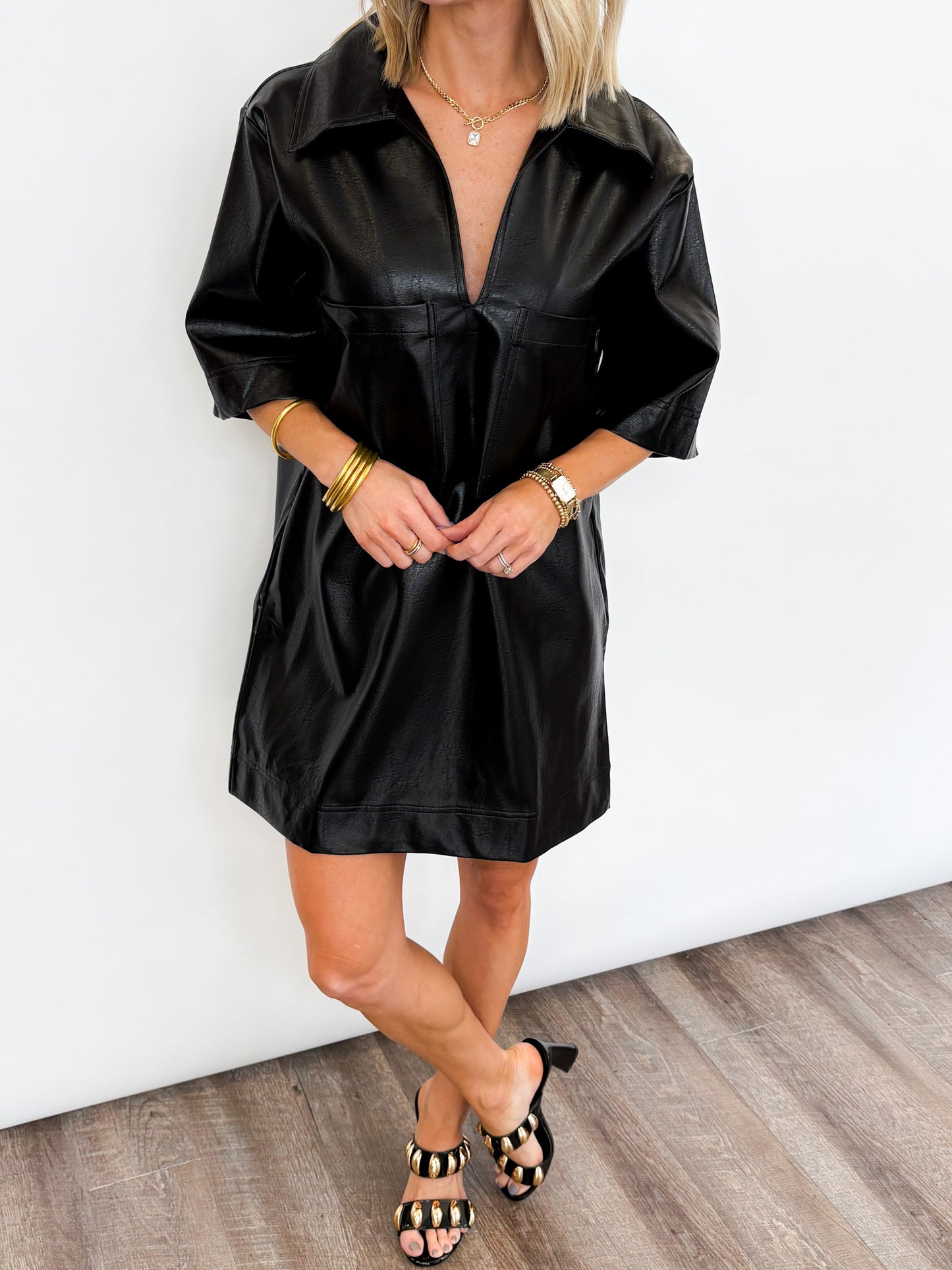 Midnight Edge Faux Leather Dress