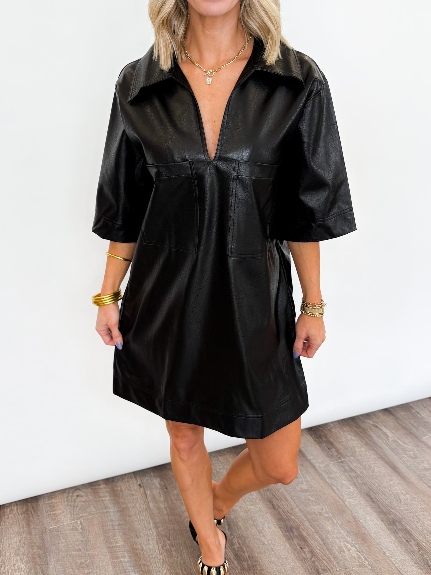 Midnight Edge Faux Leather Dress