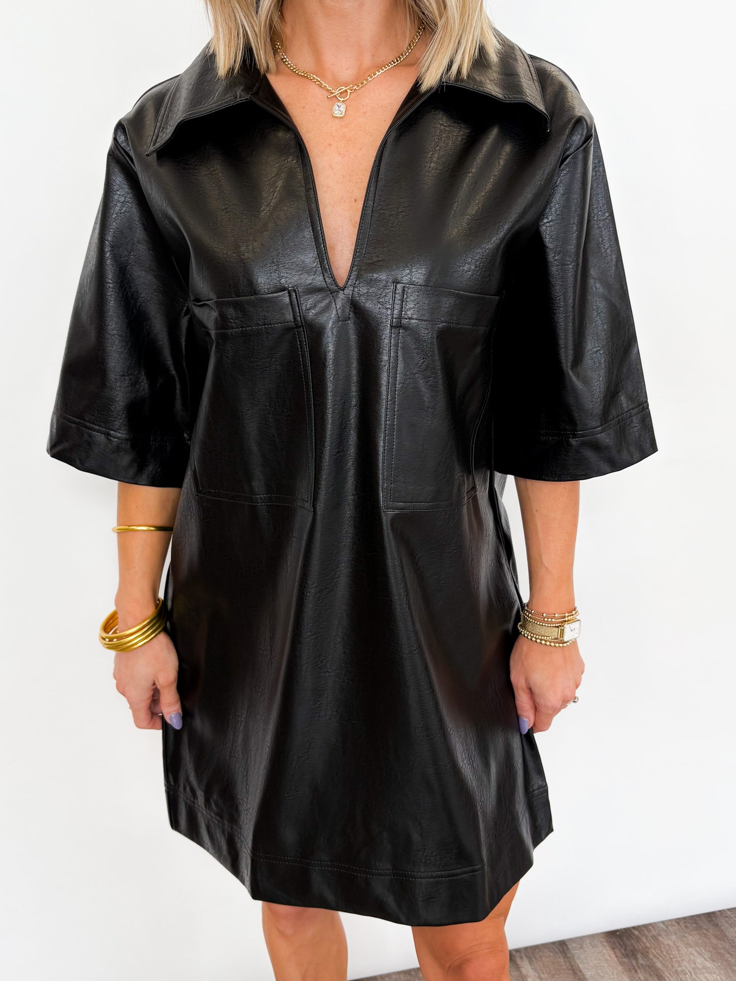 Midnight Edge Faux Leather Dress