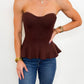 Sweetheart Ribbed Peplum Top - 2 COLORS