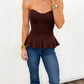 Sweetheart Ribbed Peplum Top - 2 COLORS