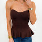 Sweetheart Ribbed Peplum Top - 2 COLORS