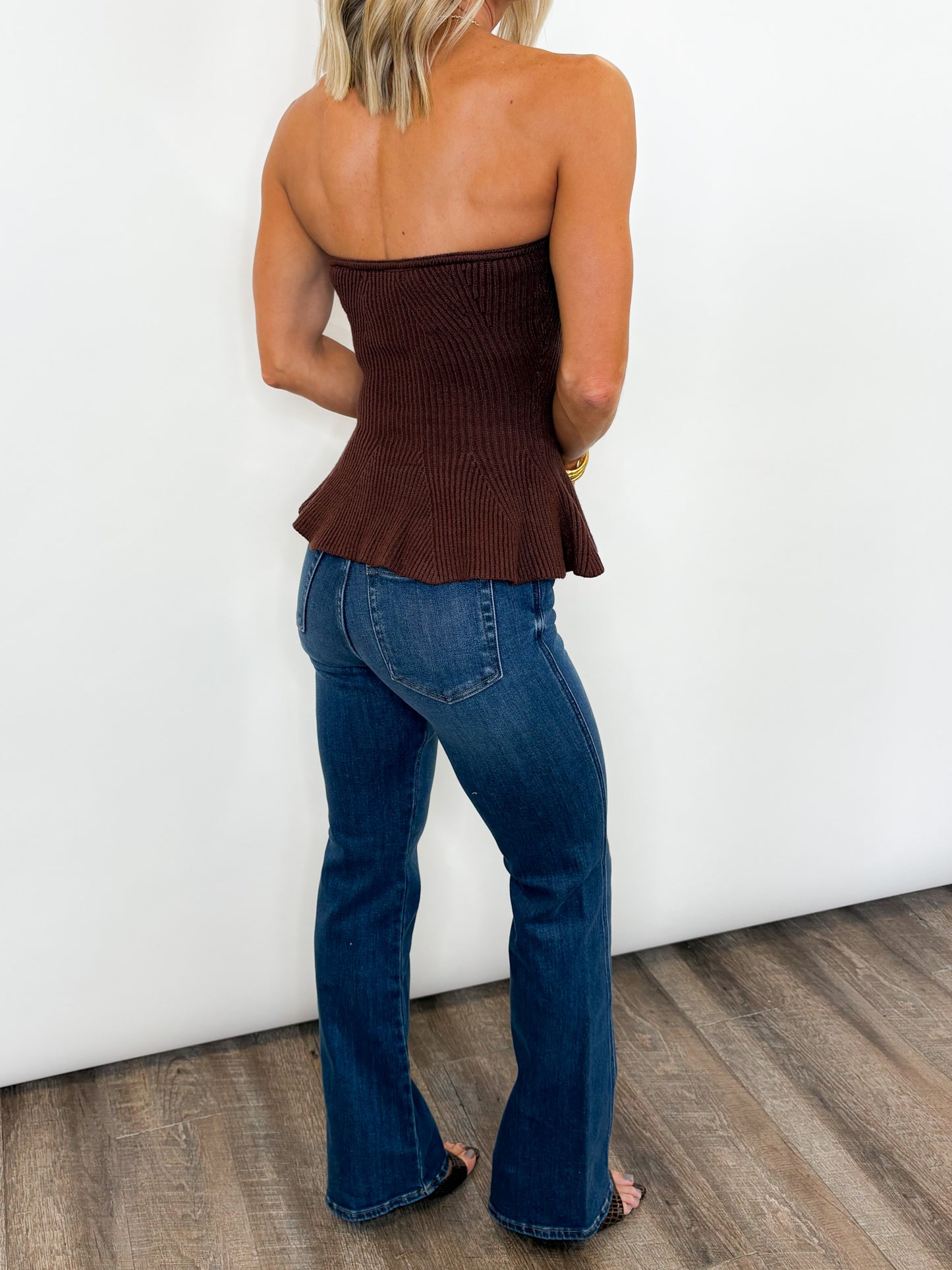 Sweetheart Ribbed Peplum Top - 2 COLORS