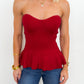 Sweetheart Ribbed Peplum Top - 2 COLORS