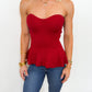 Sweetheart Ribbed Peplum Top - 2 COLORS